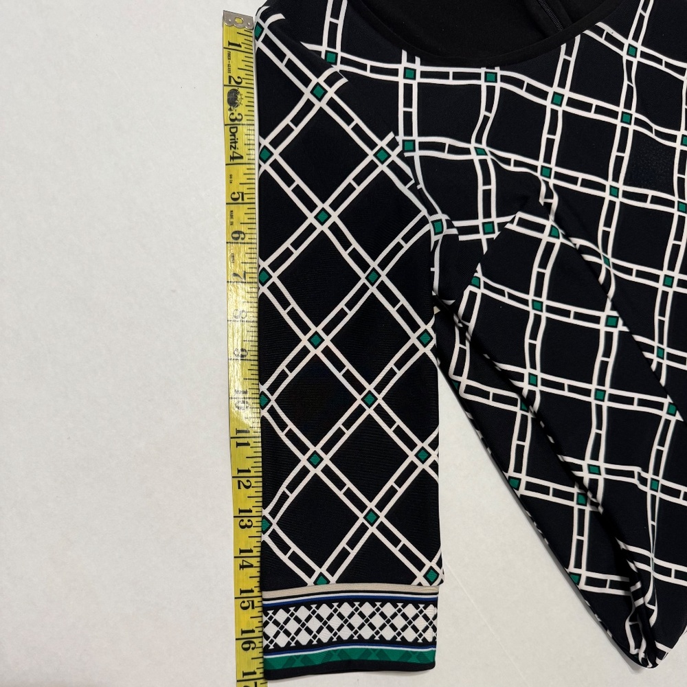 WHITE HOUSE BLACK MARKET Dress Black Plaid-Green Womans-3/4" sleeves-lined- sz 2 - Picture 3 of 11